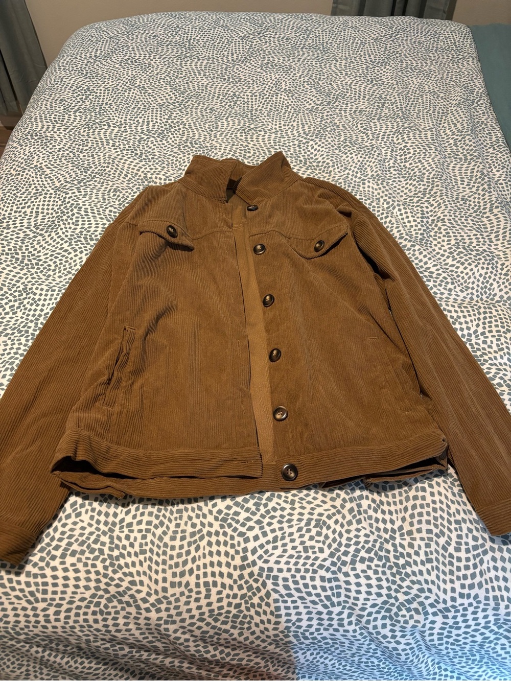 Womens Brown Corduroy Button-Up Jacket - Casual